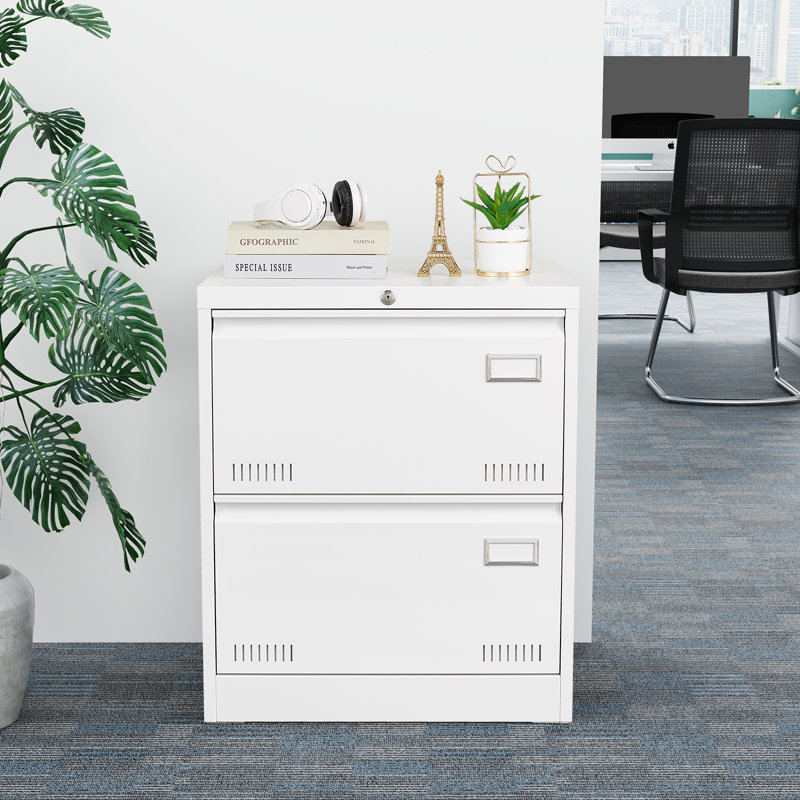 Inbox Zero 28.5 H Metal Vertical File Storage Cabinet For Office And Home With Lock And 2 Drawers Wayfair